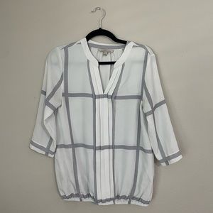 Black and white womens blouse small work shirt - 41 Hawthorn